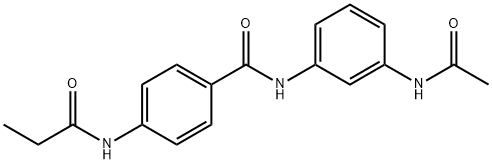 N-(3-acetamidophenyl)-4-(propanoylamino)benzamide Struktur