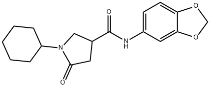 N-(1,3-benzodioxol-5-yl)-1-cyclohexyl-5-oxopyrrolidine-3-carboxamide Struktur