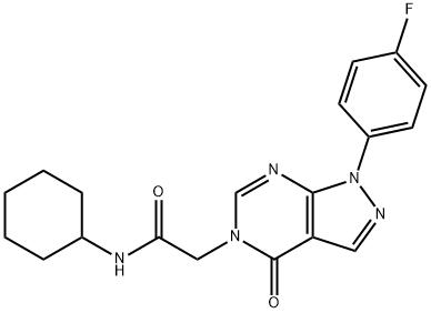 N-cyclohexyl-2-(1-(4-fluorophenyl)-4-oxo-1,4-dihydro-5H-pyrazolo[3,4-d]pyrimidin-5-yl)acetamide Struktur