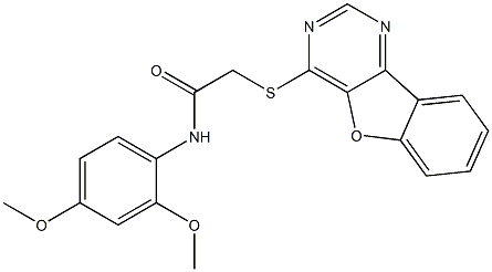 2-(benzofuro[3,2-d]pyrimidin-4-ylthio)-N-(2,4-dimethoxyphenyl)acetamide Struktur