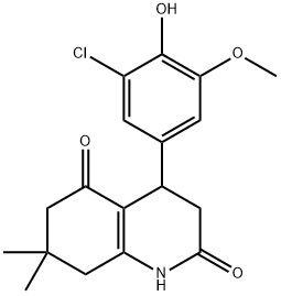 4-(3-chloro-4-hydroxy-5-methoxyphenyl)-7,7-dimethyl-3,4,6,8-tetrahydro-1H-quinoline-2,5-dione Struktur