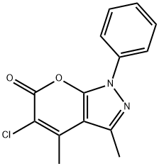 Pyrano[2,3-c]pyrazol-6(1H)-one,5-chloro-3,4-dimethyl-1-phenyl- Struktur