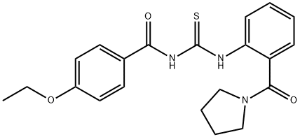 4-ethoxy-N-[[2-(pyrrolidine-1-carbonyl)phenyl]carbamothioyl]benzamide Struktur