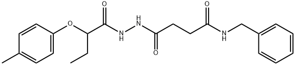 N-benzyl-4-[2-[2-(4-methylphenoxy)butanoyl]hydrazinyl]-4-oxobutanamide Struktur