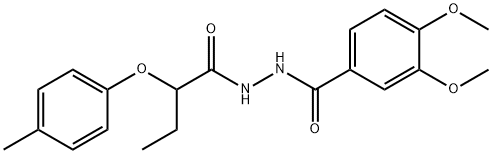 3,4-dimethoxy-N'-[2-(4-methylphenoxy)butanoyl]benzohydrazide Struktur