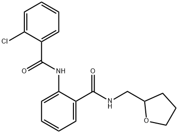 2-chloro-N-(2-{[(tetrahydro-2-furanylmethyl)amino]carbonyl}phenyl)benzamide Struktur