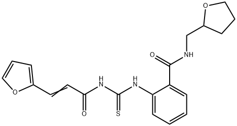 2-[[(E)-3-(furan-2-yl)prop-2-enoyl]carbamothioylamino]-N-(oxolan-2-ylmethyl)benzamide Struktur