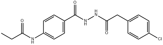 N-[4-[[[2-(4-chlorophenyl)acetyl]amino]carbamoyl]phenyl]propanamide Struktur