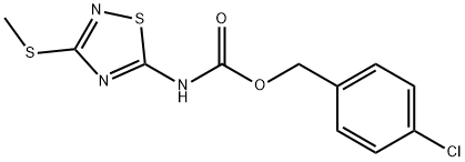 (3-Methylsulfanyl-[1,2,4]thiadiazol-5-yl)-carbamic acid 4-chloro-benzyl ester Struktur