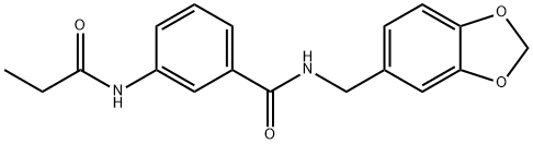 N-(1,3-benzodioxol-5-ylmethyl)-3-(propanoylamino)benzamide Struktur