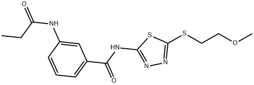 N-[5-(2-methoxyethylsulfanyl)-1,3,4-thiadiazol-2-yl]-3-(propanoylamino)benzamide Struktur