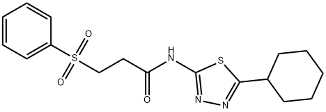 3-(benzenesulfonyl)-N-(5-cyclohexyl-1,3,4-thiadiazol-2-yl)propanamide Struktur