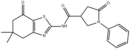 N-(5,5-dimethyl-7-oxo-4,6-dihydro-1,3-benzothiazol-2-yl)-5-oxo-1-phenylpyrrolidine-3-carboxamide Struktur