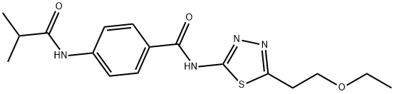 N-[5-(2-ethoxyethyl)-1,3,4-thiadiazol-2-yl]-4-(2-methylpropanoylamino)benzamide Struktur