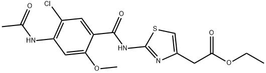 ethyl [2-({[4-(acetylamino)-5-chloro-2-methoxyphenyl]carbonyl}amino)-1,3-thiazol-4-yl]acetate Struktur