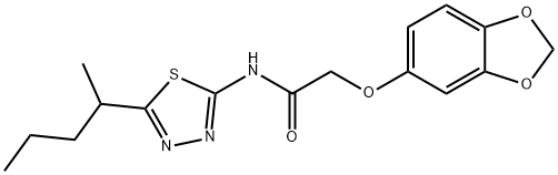 2-(1,3-benzodioxol-5-yloxy)-N-(5-pentan-2-yl-1,3,4-thiadiazol-2-yl)acetamide Struktur