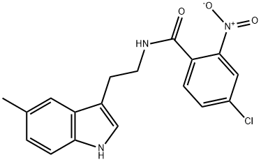 4-chloro-N-[2-(5-methyl-1H-indol-3-yl)ethyl]-2-nitrobenzamide Struktur