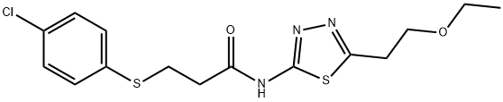 3-(4-chlorophenyl)sulfanyl-N-[5-(2-ethoxyethyl)-1,3,4-thiadiazol-2-yl]propanamide Struktur