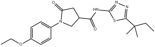 1-(4-ethoxyphenyl)-N-[5-(2-methylbutan-2-yl)-1,3,4-thiadiazol-2-yl]-5-oxopyrrolidine-3-carboxamide Struktur