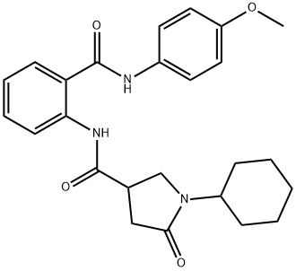 1-cyclohexyl-N-[2-[(4-methoxyphenyl)carbamoyl]phenyl]-5-oxopyrrolidine-3-carboxamide Struktur