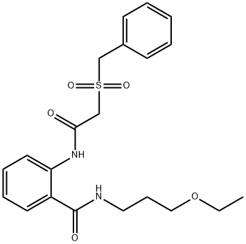 2-[(2-benzylsulfonylacetyl)amino]-N-(3-ethoxypropyl)benzamide Struktur