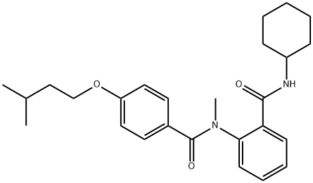 N-cyclohexyl-2-{methyl[4-(3-methylbutoxy)benzoyl]amino}benzamide Struktur