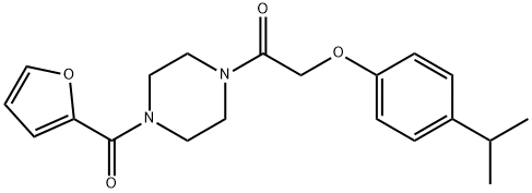 1-[4-(furan-2-carbonyl)piperazin-1-yl]-2-(4-propan-2-ylphenoxy)ethanone Struktur