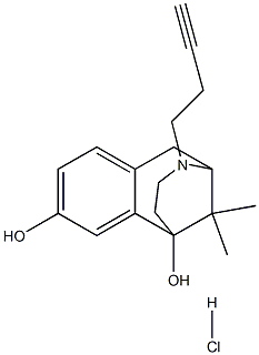 2,6-Methano-3-benzazocine-6,8(1H)-diol, 3-(3-butyn-1-yl)-2,3,4,5-tetrahydro-11,11-dimethyl-, hydrochloride Struktur