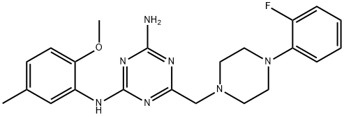 6-{[4-(2-fluorophenyl)piperazin-1-yl]methyl}-N-(2-methoxy-5-methylphenyl)-1,3,5-triazine-2,4-diamine Struktur