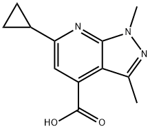 6-Cyclopropyl-1,3-dimethyl-pyrazolo[3,4-b]pyridine-4-carboxylic acid Struktur