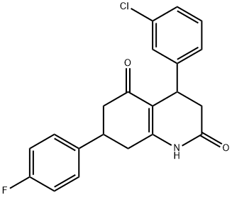 4-(3-chlorophenyl)-7-(4-fluorophenyl)-1,3,4,6,7,8-hexahydroquinoline-2,5-dione Struktur