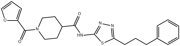 1-(furan-2-carbonyl)-N-[5-(3-phenylpropyl)-1,3,4-thiadiazol-2-yl]piperidine-4-carboxamide Struktur