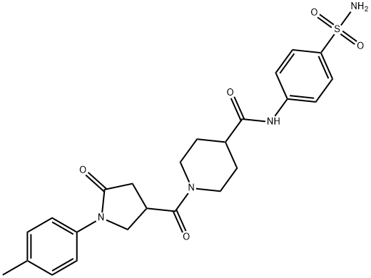 1-[1-(4-methylphenyl)-5-oxopyrrolidine-3-carbonyl]-N-(4-sulfamoylphenyl)piperidine-4-carboxamide Struktur