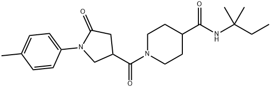 N-(2-methylbutan-2-yl)-1-{[1-(4-methylphenyl)-5-oxopyrrolidin-3-yl]carbonyl}piperidine-4-carboxamide Struktur