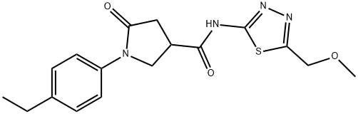 1-(4-ethylphenyl)-N-[5-(methoxymethyl)-1,3,4-thiadiazol-2-yl]-5-oxopyrrolidine-3-carboxamide Struktur