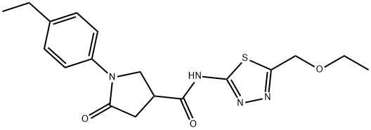 N-[5-(ethoxymethyl)-1,3,4-thiadiazol-2-yl]-1-(4-ethylphenyl)-5-oxopyrrolidine-3-carboxamide Struktur