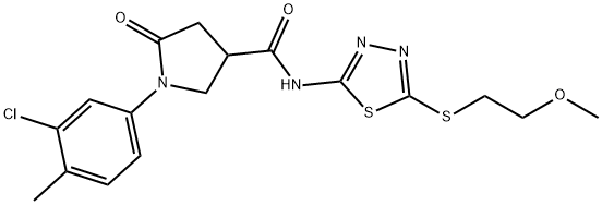 1-(3-chloro-4-methylphenyl)-N-[5-(2-methoxyethylsulfanyl)-1,3,4-thiadiazol-2-yl]-5-oxopyrrolidine-3-carboxamide Struktur