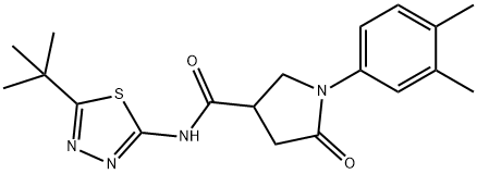 N-(5-tert-butyl-1,3,4-thiadiazol-2-yl)-1-(3,4-dimethylphenyl)-5-oxopyrrolidine-3-carboxamide Struktur