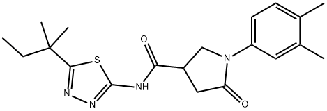 1-(3,4-dimethylphenyl)-N-[5-(2-methylbutan-2-yl)-1,3,4-thiadiazol-2-yl]-5-oxopyrrolidine-3-carboxamide Struktur