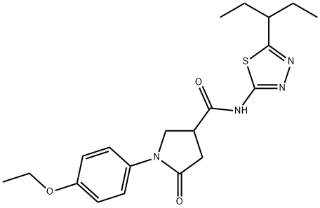 1-(4-ethoxyphenyl)-5-oxo-N-(5-pentan-3-yl-1,3,4-thiadiazol-2-yl)pyrrolidine-3-carboxamide Struktur