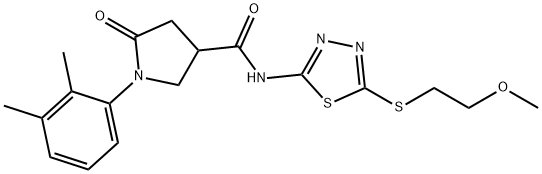 1-(2,3-dimethylphenyl)-N-[5-(2-methoxyethylsulfanyl)-1,3,4-thiadiazol-2-yl]-5-oxopyrrolidine-3-carboxamide Struktur