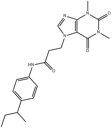 N-[4-(butan-2-yl)phenyl]-3-(1,3-dimethyl-2,6-dioxo-1,2,3,6-tetrahydro-7H-purin-7-yl)propanamide Struktur