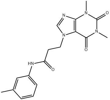 3-(1,3-dimethyl-2,6-dioxopurin-7-yl)-N-(3-methylphenyl)propanamide Struktur