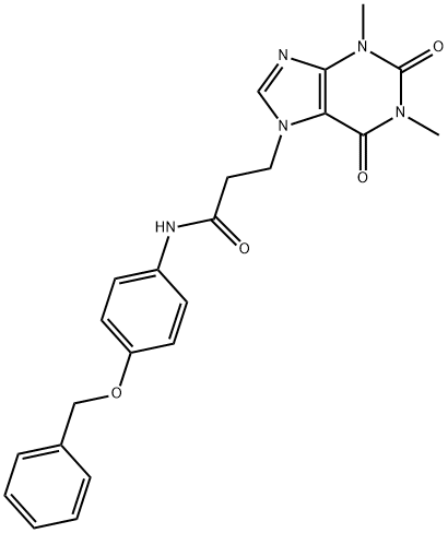 3-(1,3-dimethyl-2,6-dioxopurin-7-yl)-N-(4-phenylmethoxyphenyl)propanamide Struktur