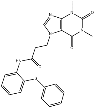 3-(1,3-dimethyl-2,6-dioxopurin-7-yl)-N-(2-phenylsulfanylphenyl)propanamide Struktur