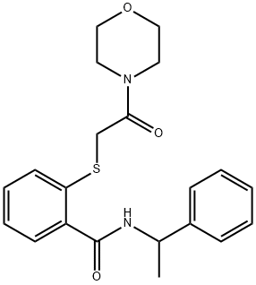 2-(2-morpholin-4-yl-2-oxoethyl)sulfanyl-N-(1-phenylethyl)benzamide Struktur