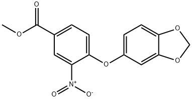 4-(Benzo[1,3]dioxol-5-yloxy)-3-nitro-benzoic acid methyl ester Struktur