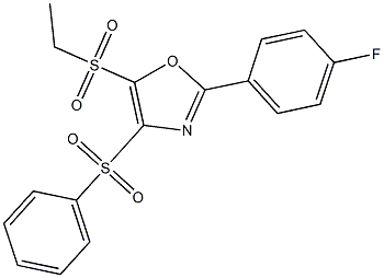 4-(benzenesulfonyl)-5-ethylsulfonyl-2-(4-fluorophenyl)-1,3-oxazole Struktur