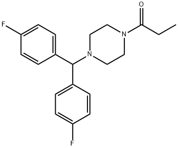 1-{4-[bis(4-fluorophenyl)methyl]piperazin-1-yl}propan-1-one Struktur