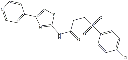 3-(4-chlorophenyl)sulfonyl-N-(4-pyridin-4-yl-1,3-thiazol-2-yl)propanamide Struktur